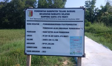 Kampung Karya Jitu Mukti Merealisasikan Jalan Rabat Beton Menggunakan Anggaran DD Tahap 2