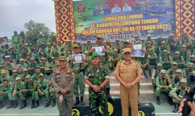 Dandim 0411/KM Letkol INF Sihono,A.Md Menutup Lomba PBB, Linmas Se-Kabupaten Lampung Tengah