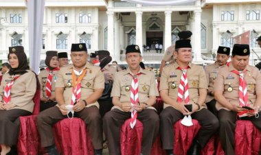 Sekda Tanjab Barat Hadiri Apel Puncak Peringatan Hari Pramuka ke-61 Tahun 2022
