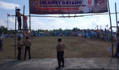 Ketua majelis pembimbing ranting Dan Penggerak Kemahiran Kwaran Se Kecamatan Rawajitu Utara Tinjau Perkemahan Bhakti