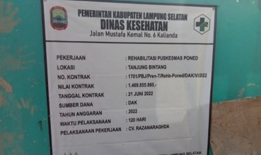 PUSKESMAS RAWAT INAP TANJUNG BINTANG MENELAN MILYARAN RUPIAH, DIDUGA MENGGUNAKAN BAHAN ASAL ASALAN