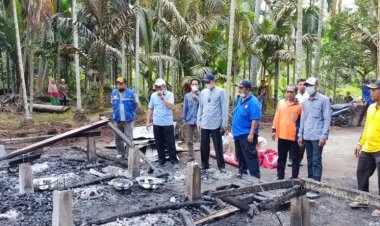 Tinjau Lokasi Kebakaran Di Senyerang, Bupati Anwar Sadat Serahkan BANSOS