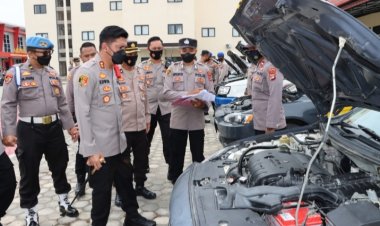 Jelang Operasi Ketupat Krakatau 2022, Kapolres Lamsel Lakukan Cek Kendaraan