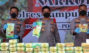 Jajaran Polres Lamsel Amankan 114 Kg Narkotika Jenis Sabu, dan Bekuk 11 Pengedar