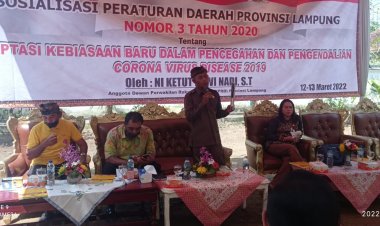 Camat Trimurjo Sambut Anggota DPR RI Dan Anggota DPRD Provinsi Lampung Dalam Rangka Sosialisasi Perda Nomor 3 Tahun 2020