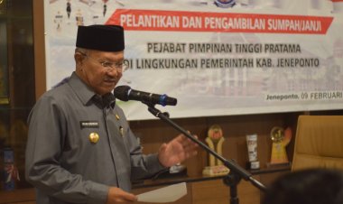 Bupati Jeneponto Memimpin Pelantikan Tiga Pejabat Tinggi Pratama