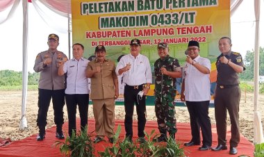 Ketua DPRD Kabupaten Lampung Tengah Hadiri Peletakan Batu Pertama Pembangunan Kodim 0433 Lampung Tengah