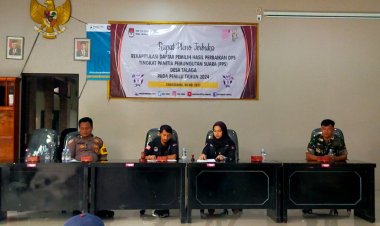 Bhabinkamtibmas Desa Talaga  Bripka Suheri Wijaya Hadiri Rapat Pleno Terbuka Rekaputulasi Hasil Perbaikan DPS Tingkat PPS Talaga Pemilu 2024