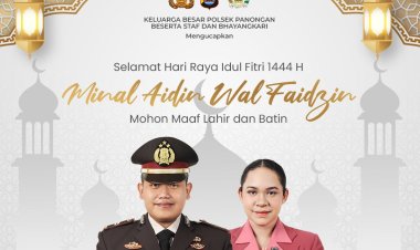 Kapolsek Panongan Polresta Tangerang , Iptu Hotma P.A Manurung STrK.,SIK Bersama Keluarga menyampaikan Ucapan Selamat Hari Raya Idul Fitri 1444 H, Mohon Maaf Lahir - Batin