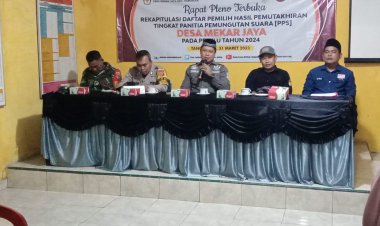 Kades Mekar Jaya  Hadiri Rapat Pleno Terbuka Rekapitulasi Daftar Pemilih Hasil Pemutakhiran Tingkat PPS Desa