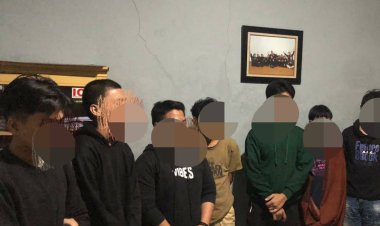 Patroli Mobile Anggota Polsek Cikupa Telah Mengamankan Sembilan Remaja Di duga Hendak Tauran Perang Sarung Jelang Sahur