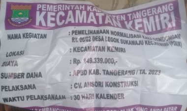 Di DUGA PROYEK NORMALISASI PEMELIHARAAN KALI GENDONGAN KECAMATAN KEMIRI TIDAK SESUAI SPEK PENGERJAAN lEBIH CENDERUNG ASAL-ASALAN