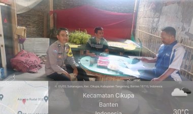 Bhabinkamtibmas Desa Sukadamai Aiptu Mukhsodin Polsek Cikupa Sambang Kepada Warga Sukadamai