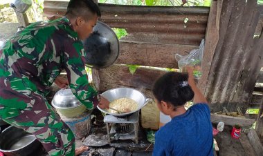 Satgas Pamtas Yonif 132/BS Mengunjugi Dapur Mama
