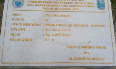 Pelaksana anggaran dana desa Tulung pasik di duga fiktif