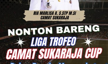 Camat sukaraja Ria Marlisa membuka langsung liga tropeo antar desa kecamatan Sukaraja cup 2023