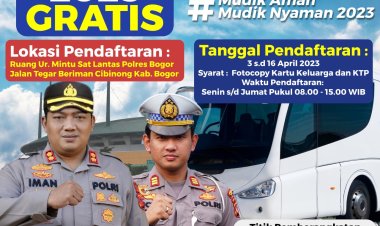 PROGRAM MUDIK PRESISI GRATIS POLRES BOGOR POLDA JABAR FASILITASI WARGA MASYARAKAT MELALUI SAT LANTAS POLRES BOGOR POLDA JABAR