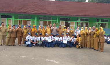 Giat Polisi Go To School Polsek Babakan Madang Dalam Rangka Pembinaan Kamtibmas Di SMP N 1 Babakan Madang