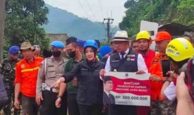 Dandim 0621/Kab.Bogor Letkol Kav. Gan Gan Rusgandara Dampingi Gubernur Jawa Barat Kunjungi Lokasi Bencana Alam