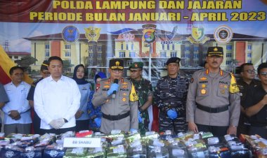 Polda Lampung musnahkan 168,2 Kg Shabu dan 91,3 Kg Ganja Periode Pengungkapan Januari s.d April 2023