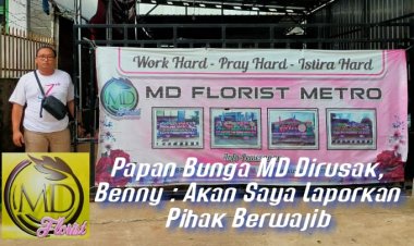 Papan bunga dirusak, Beny pemilik usaha, akan laporkan ke pihak berwajib