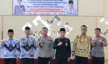 Penandatanganan Perjanjian Kerja Sama PGRI Lampung Utara Dan Polres Lampung Utara