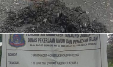 DI DUGA PEKERJAAN PENGASPALAN JALAN RUAS MATA HARI DESA RAWA MEDANG, BATANG ASAM DIKERJAKAN ASAL-ASALAN