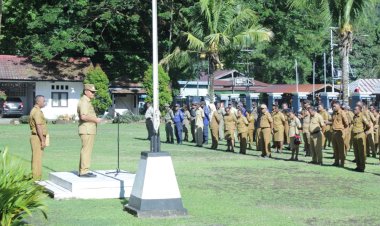 Bupati Yapen Wakili Sambutan Menteri ATR/PBN di Upacara Peringatan Hari Agraria dan Tata Ruang Nasional Ke 62 Kabupaten Kepulauan Yapen