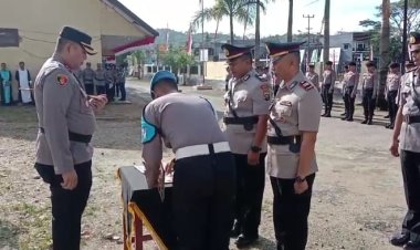 Kapolres Koltim Pimpin Upacara Pelantikan Kabag Log Serta Sertijab Kasat Binmas Dan Kapolsek Ladongi