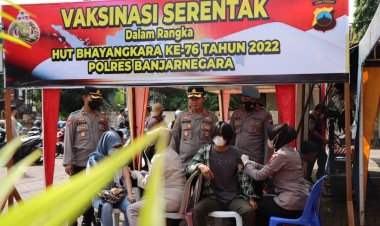 Polres Banjarnegara Gelar Vaksinasi Massal dalam Rangka Hari Bhayangkara Ke-76