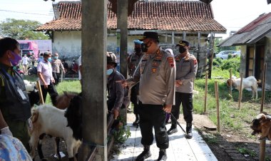 Kembali Blusukan Kandang dan Pasar Hewan, Kapolres Demak Cek Hewan Ternak