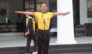 Anggota Polrestabes Bandung Jaga Kebugaran Fisik, Laksanakan Olahraga Pagi Bersama