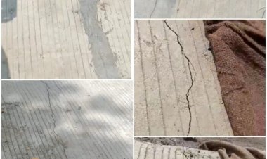 REKONSTRUKSI JALAN RUAS TITIWANGI-TRIMOMUKTI CANDIPURO, YANG MASIH TAHAP PENGERJAAN SUDAH BANYAK ALAMI KERETAKAN