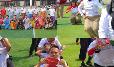 Meriahkan HUT RI Ke-78, Polda Lampung Adakan Olahraga Bersama dengan Insan Pers
