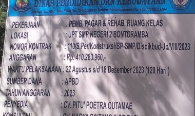 DIDUGA KERJA TIDAK SESUAI RAB PENGERJAAN PEMBANGUNAN PAGAR SMPN 2 BONTORAMBA TERANCAM DIBONGKAR