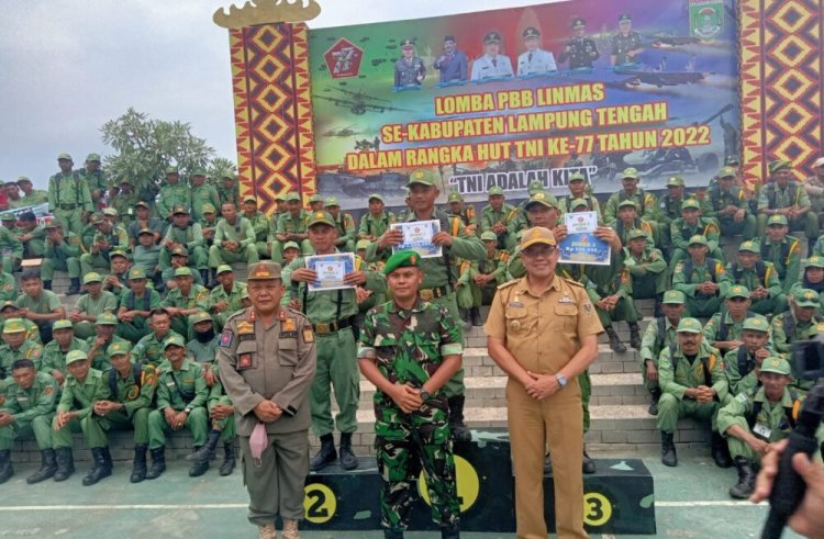 Dandim 0411/KM Letkol INF Sihono,A.Md Menutup Lomba PBB, Linmas Se-Kabupaten Lampung Tengah