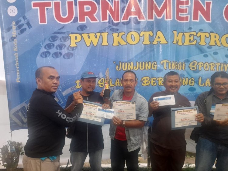 Hendrawan Selaku Wakil Pimpred MNN dan Humas DPC MOI Kota Metro, Juara 1 Turnamen Gaple