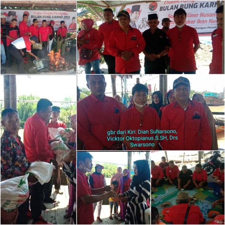 Peringati Bulan Bung Karno, Ketua DPC Pejuang Bravo Lima Batu Bara Bersama DPC PDIP Beri Bantuan Beras dan Santunan Uang  KeKeluarga Nelayan 