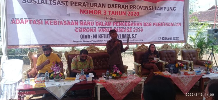 Camat Trimurjo Sambut Anggota DPR RI Dan Anggota DPRD Provinsi Lampung Dalam Rangka Sosialisasi Perda Nomor 3 Tahun 2020