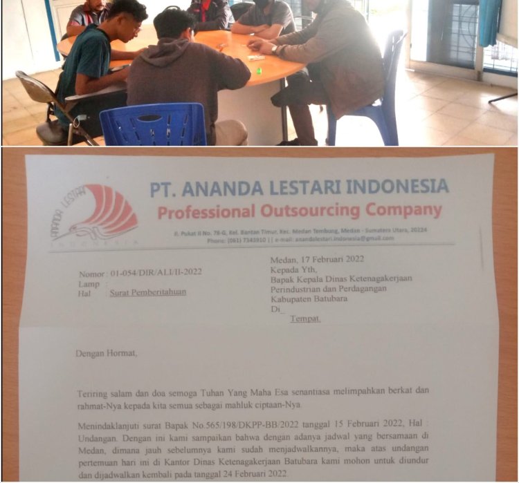 PT. Ananda Lestari Indonesia Out Sourcing PT. Bakrie group tidak Hadir, "Triepartiet gagal"