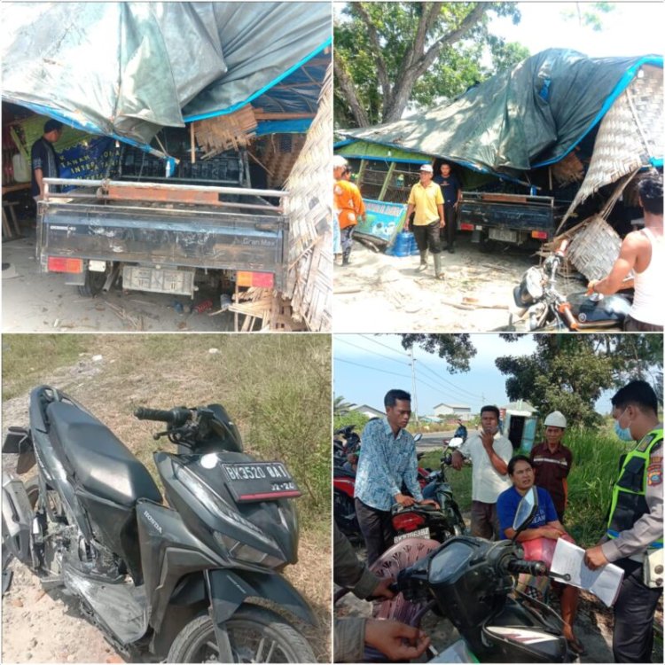 Mobil Pick Up Menubruk Warung, lakalantas di Acces road PT. Inalum