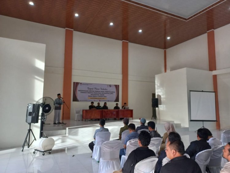 Anggota Reskrim Polsek Cikupa Menghadiri Undangan Rapat Pleno Terbuka Rekapitulasi DPHP pemilu 2024 Tingkat Kecamatan Cikupa