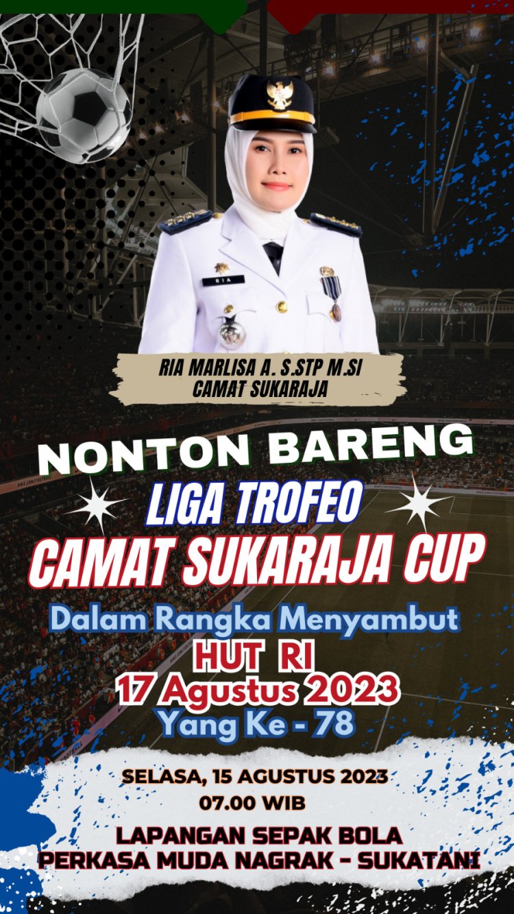 Camat sukaraja Ria Marlisa membuka langsung liga tropeo antar desa kecamatan Sukaraja cup 2023