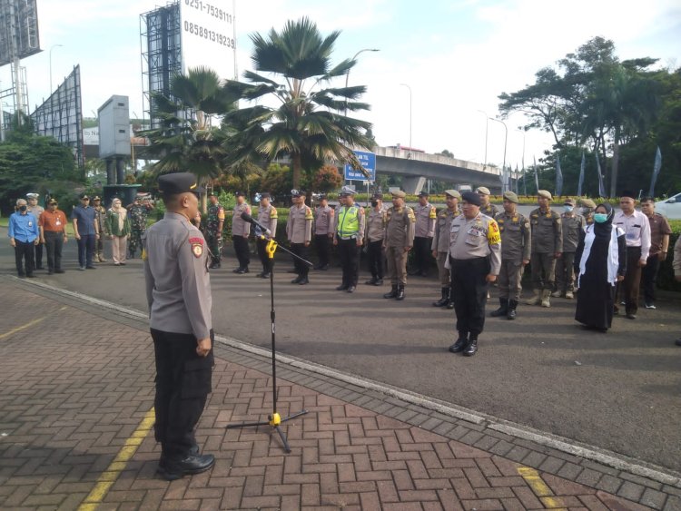 Polres Bogor Polsek Babakan Madang Gelar Apel Gabungan Tingkat Kec Babakan Madang Dalam Rangka Kesiapan Pospam Ketupat Lodaya Tahun 2023.