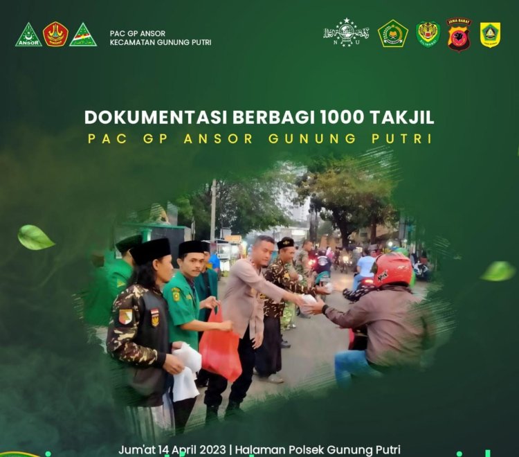 Polsek Gunung Putri Bersama PAC GP Ansor Gunung Putri Berbagi Takjil Kepada Pengguna Jalan