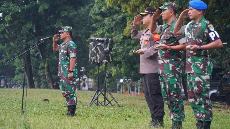 Sambut Kunjungan Perdana Menteri Australia Jajaran TNI KOREM 061/SK Gelar Apel Pasukan Pengamanan