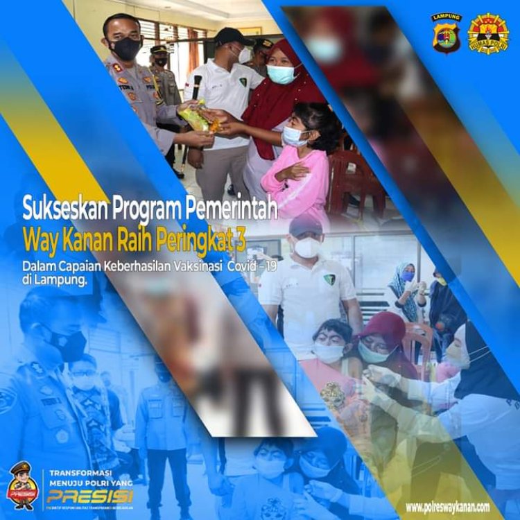 Sukseskan Program Pemerintah, Way Kanan Raih Peringkat 3 Dalam Capaian Keberhasilan Vaksinasi Covid – 19 di Lampung.