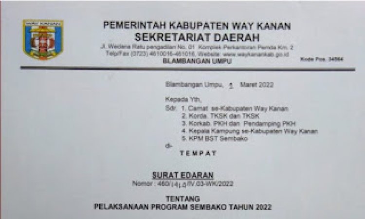 Sesuai SE Pemerintah Kabupaten Way Kanan, KPM Bebas Untuk Belanja Dimana Saja.