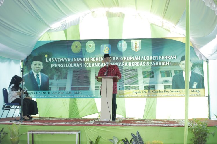 Wabup,Drs,H.Ali Rahman,M.T menghadiri launching inovasi Rekening Nol Rupiah di pengadilan agama Blambangan Umpu.