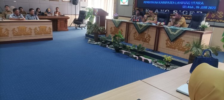 Pemkab Lampung Utara menggelar Rapat Koordinasi (Rakor) dalam rangka persiapan menyambut HUT Kabupaten ke-77 Tahun